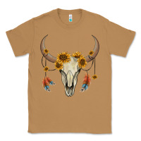 Toasted Coconut bull skull sunflowers and feathers Classic Tee - AdoDesignShop