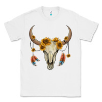 White bull skull sunflowers and feathers Classic Tee - AdoDesignShop
