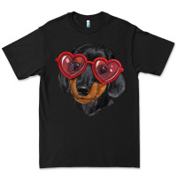 Black Dachshund with love glasses Premium Tee - RanaPortraitStore