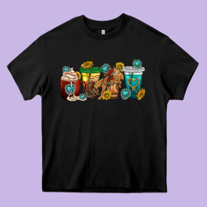 Western Rodeo Coffee Cup Heavy Core Tee Designed By Texasbilliewilder