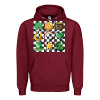 Burgundy checker board lucky charms Zipper Hoodie - MaliasSmallBusiness