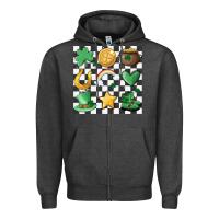 Charcoal Heather checker board lucky charms Zipper Hoodie - MaliasSmallBusiness