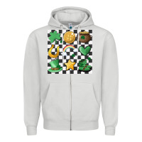 Dove Grey checker board lucky charms Zipper Hoodie - MaliasSmallBusiness