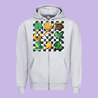 Checker Board Lucky Charms Zipper Hoodie Designed By Maliassmallbusiness