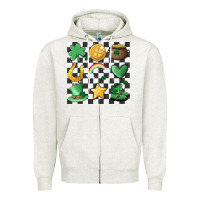 Oatmeal Heather checker board lucky charms Zipper Hoodie - MaliasSmallBusiness