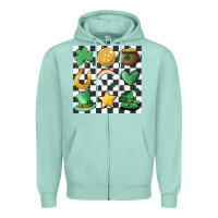 Seafoam checker board lucky charms Zipper Hoodie - MaliasSmallBusiness