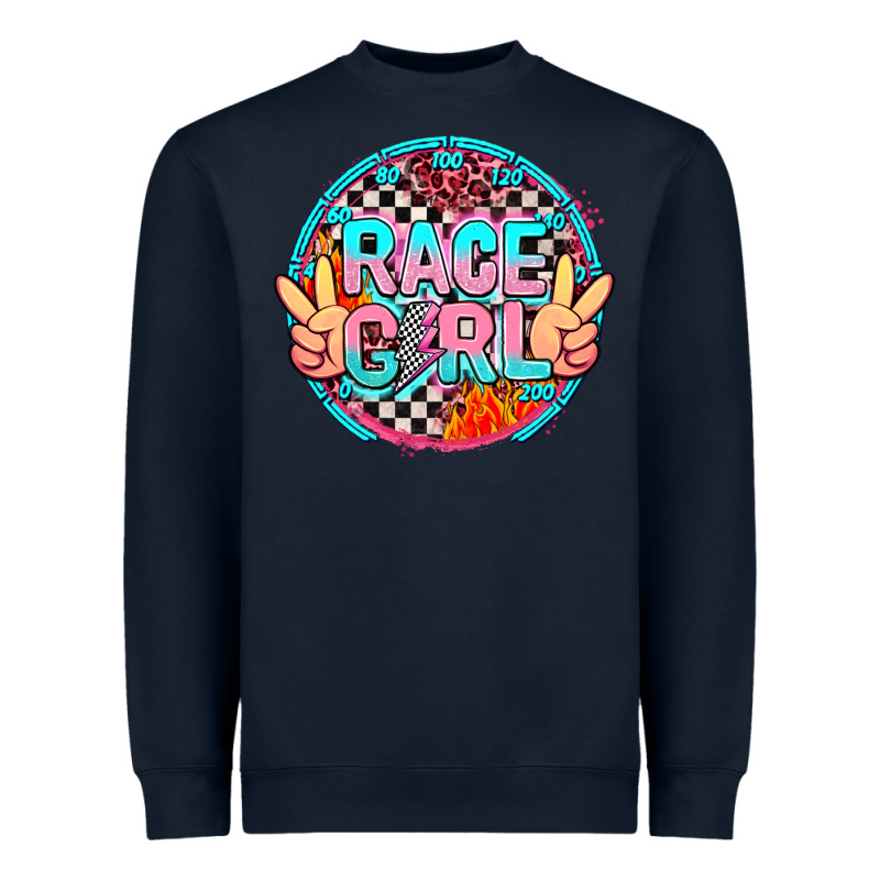 Race Girl With Leopard And Peace Hand Heavyweight Sweatshirt by AdoDesignShop | Teevron
