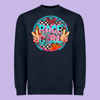 Race Girl With Leopard And Peace Hand Heavyweight Sweatshirt Designed By Adodesignshop