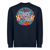 Navy race girl with leopard and peace hand Heavyweight Sweatshirt - AdoDesignShop