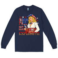 Navy born free but now im expensive Long Sleeve Tee - NancyCooperArtShop