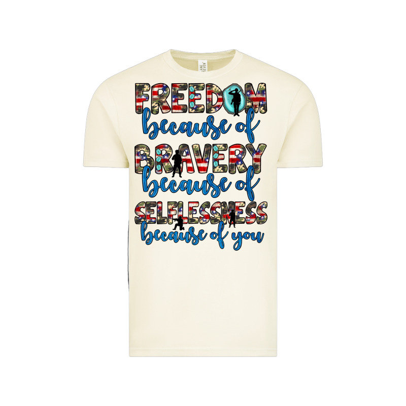 Freedom Because Of Bravery Because Of Selflessness Because Of You Vintage Tee by JahusDesignShop | Teevron