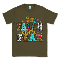 Army Green faith over fear with cross and sunflowers Classic Tee - AdoDesignShop