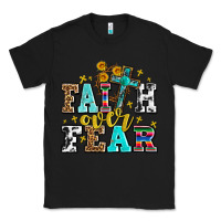Black faith over fear with cross and sunflowers Classic Tee - AdoDesignShop