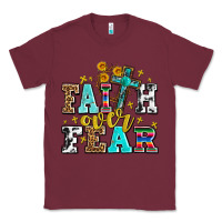 Burgundy faith over fear with cross and sunflowers Classic Tee - AdoDesignShop