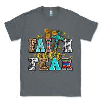 Charcoal Heather faith over fear with cross and sunflowers Classic Tee - AdoDesignShop