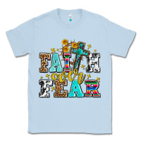 Dusty Blue faith over fear with cross and sunflowers Classic Tee - AdoDesignShop