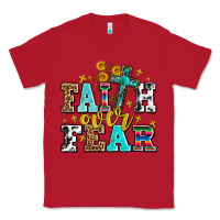 Red faith over fear with cross and sunflowers Classic Tee - AdoDesignShop