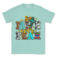 Seafoam faith over fear with cross and sunflowers Classic Tee - AdoDesignShop