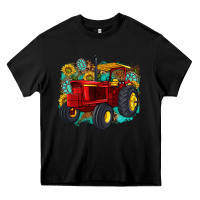 Black western tractor Heavy Core Tee - texasbilliewilder