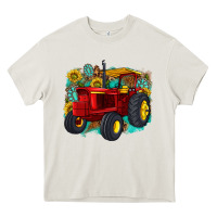 Cream western tractor Heavy Core Tee - texasbilliewilder