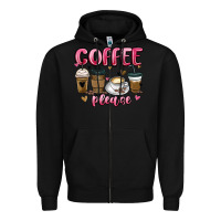 Black coffee please Zipper Hoodie - MaliasSmallBusiness