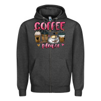 Charcoal Heather coffee please Zipper Hoodie - MaliasSmallBusiness