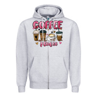 Heather Grey coffee please Zipper Hoodie - MaliasSmallBusiness