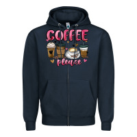 Navy coffee please Zipper Hoodie - MaliasSmallBusiness