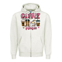 Oatmeal Heather coffee please Zipper Hoodie - MaliasSmallBusiness
