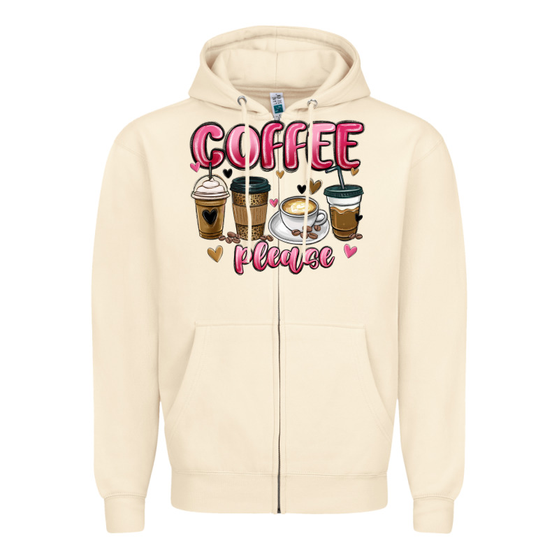 Coffee Please Zipper Hoodie by MaliasSmallBusiness | Teevron