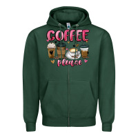 Sports Green coffee please Zipper Hoodie - MaliasSmallBusiness