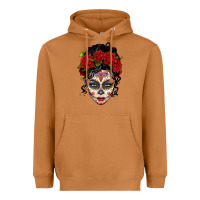 Meerkat mexican sugar skull messy bun woman Heavyweight Hoodie - LillyAllenDesigns