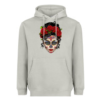 Moon Dust mexican sugar skull messy bun woman Heavyweight Hoodie - LillyAllenDesigns