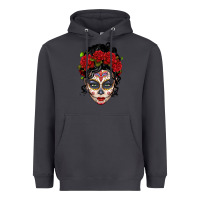 Smoke mexican sugar skull messy bun woman Heavyweight Hoodie - LillyAllenDesigns