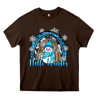 Chocolate Brown hello winter rainbow Heavy Core Tee - Zillion Design Studio