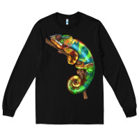 Black Chameleon Lizard Illustrations Long Sleeve Tee - LillyAllenDesigns