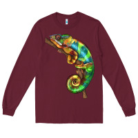 Burgundy Chameleon Lizard Illustrations Long Sleeve Tee - LillyAllenDesigns