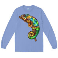 Colony Blue Chameleon Lizard Illustrations Long Sleeve Tee - LillyAllenDesigns
