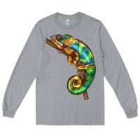 Heather Grey Chameleon Lizard Illustrations Long Sleeve Tee - LillyAllenDesigns