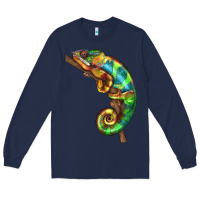 Navy Chameleon Lizard Illustrations Long Sleeve Tee - LillyAllenDesigns