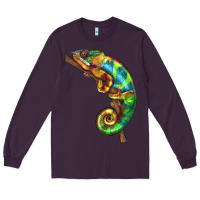 Plum Chameleon Lizard Illustrations Long Sleeve Tee - LillyAllenDesigns