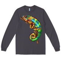 Smoke Chameleon Lizard Illustrations Long Sleeve Tee - LillyAllenDesigns