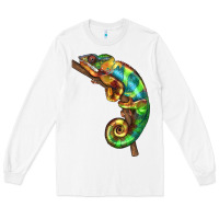 White Chameleon Lizard Illustrations Long Sleeve Tee - LillyAllenDesigns