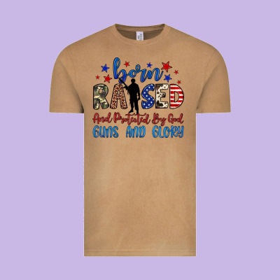 Born Raised And Protected By God Guns And Glory Vintage Tee Designed By Jahusdesignshop