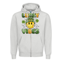 Dove Grey lucky vibes Zipper Hoodie - MaliasSmallBusiness