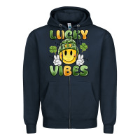 Navy lucky vibes Zipper Hoodie - MaliasSmallBusiness