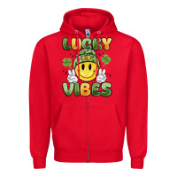 Red lucky vibes Zipper Hoodie - MaliasSmallBusiness