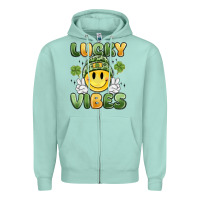 Seafoam lucky vibes Zipper Hoodie - MaliasSmallBusiness