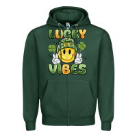 Sports Green lucky vibes Zipper Hoodie - MaliasSmallBusiness