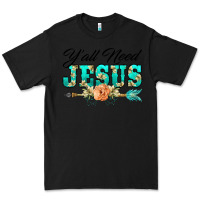 Black y'all need jesus arrow lily flowers Premium Tee - BarkalooDesign